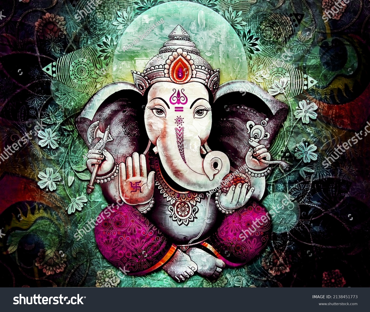 Lord Ganesha Colorful Background Wallpaper God Stock Illustration ...