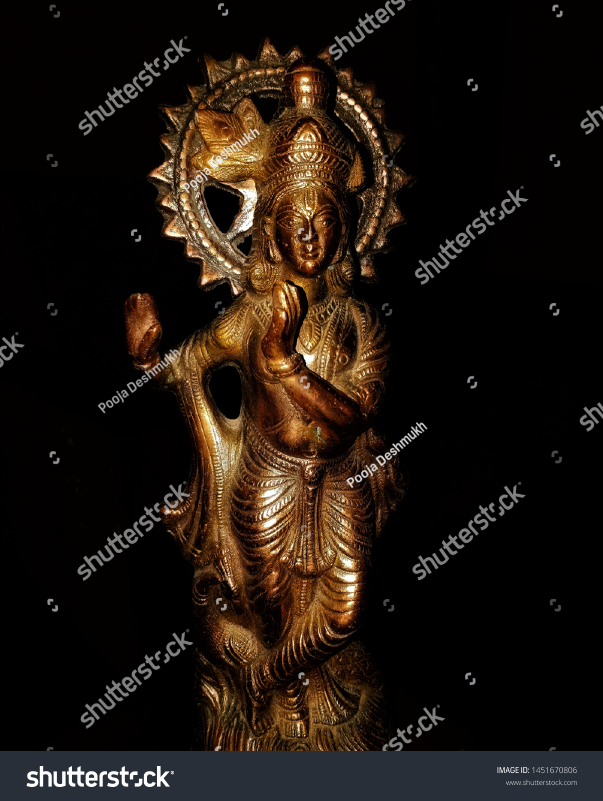 Lord Krishna Standing Cculpture Made Copper Stock Photo 1451670806 ...