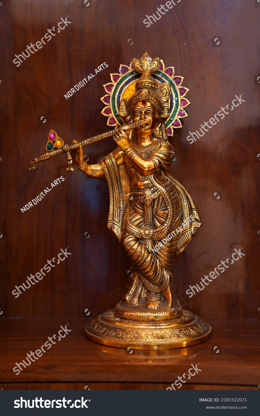 Lord Sri Krishna Golden Idol Stock Photo 2181522071 