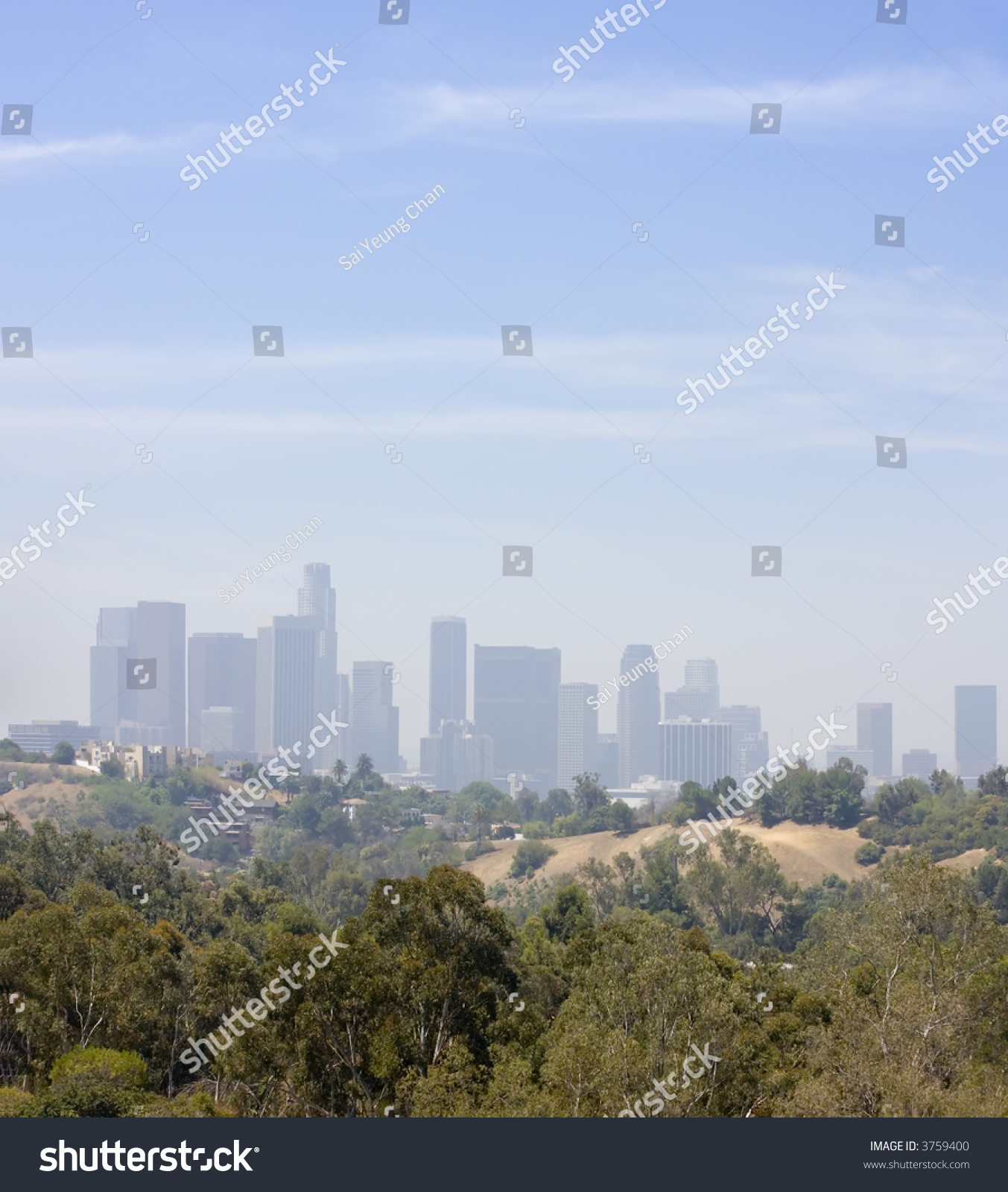 Los Angeles Downtown Air Pollution Skyline Stock Photo 3759400 ...