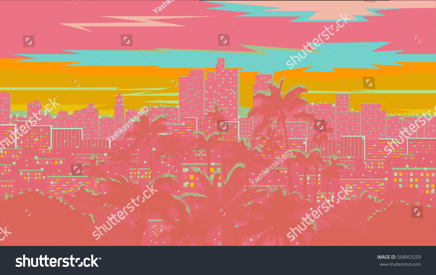 Los Angeles Skyline Stock Illustration 568953259 | Shutterstock
