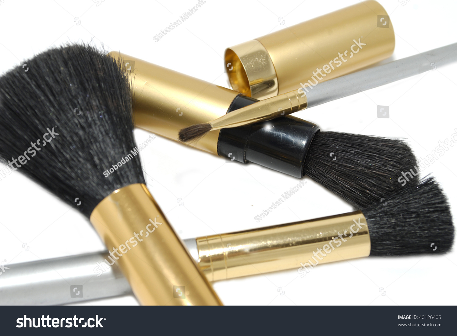 Makeup Brushes Gold Shiny Elements Stock Photo Edit Now