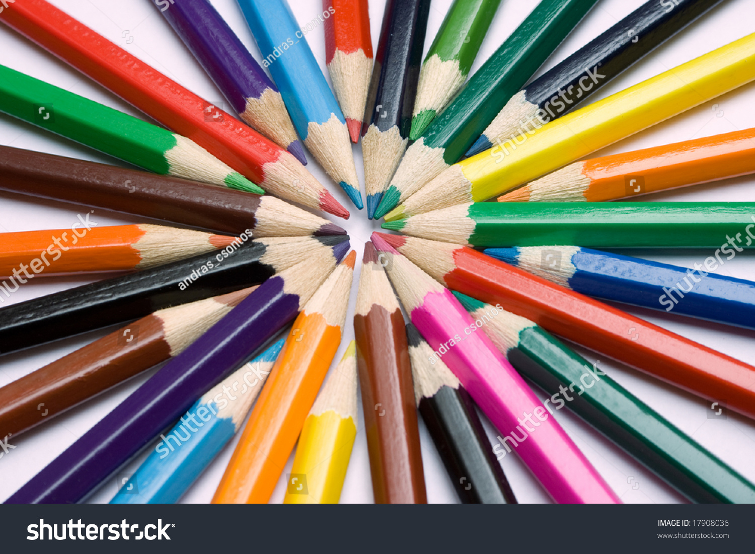 Lots Colored Pencils Arranged Circle Shape Stock Photo 17908036 ...