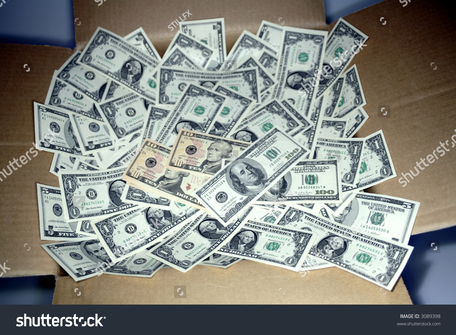 Lots Of Money Inside A Box Stock Photo 3089398 : Shutterstock