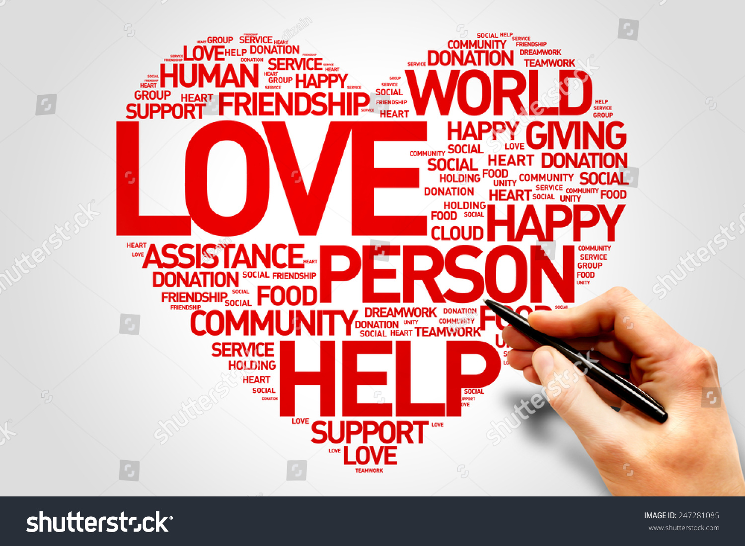 Love Charity Productivity Heart Word Cloud Stock Photo 247281085 ...