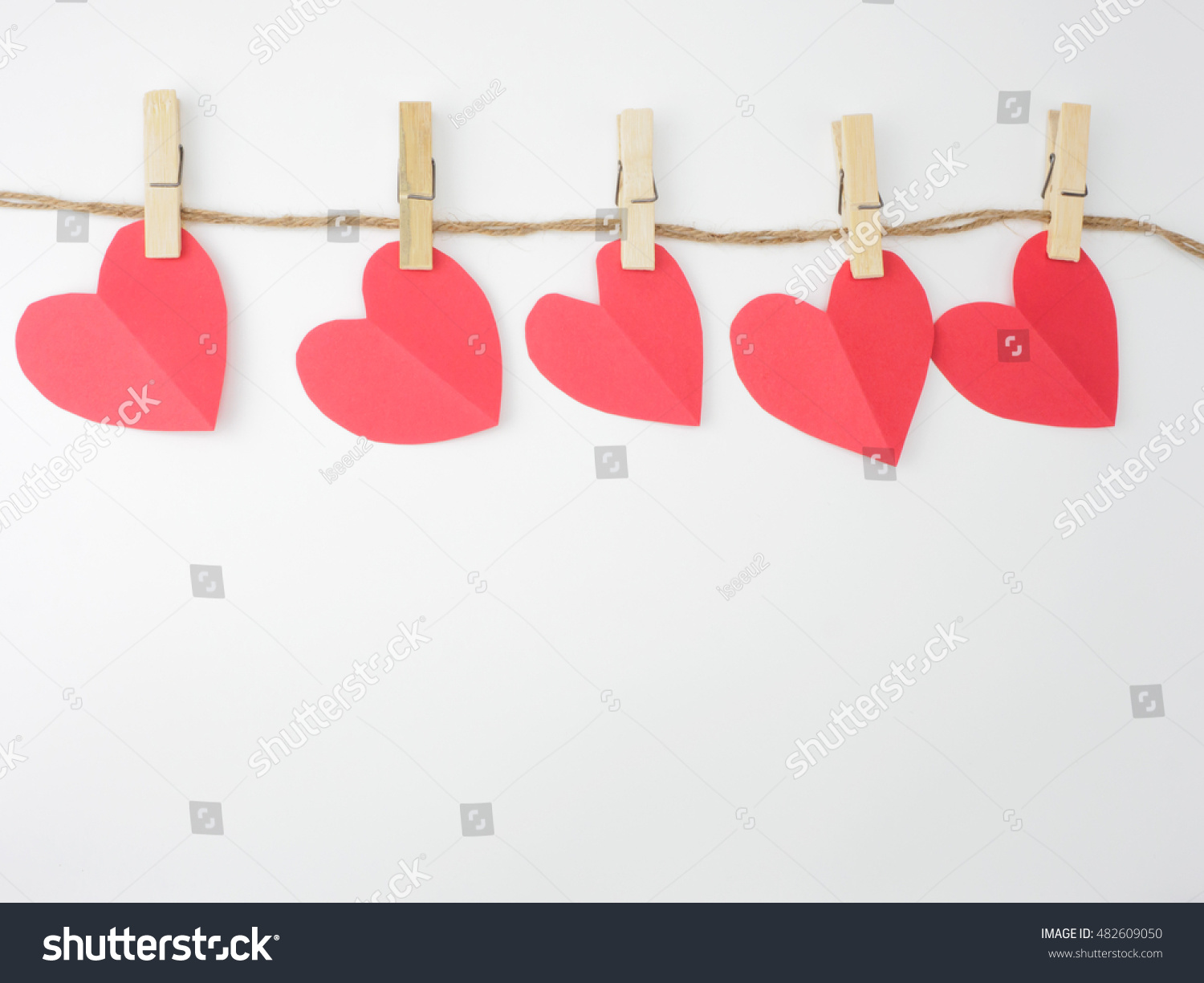 Love Concept. Heart Hanging On Brown Rope For Background Stock Photo ...