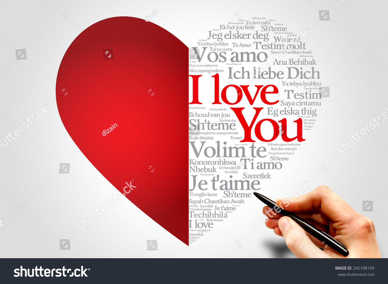 Love Gift Card Valentines Day Words Stock Photo Edit Now 245108104