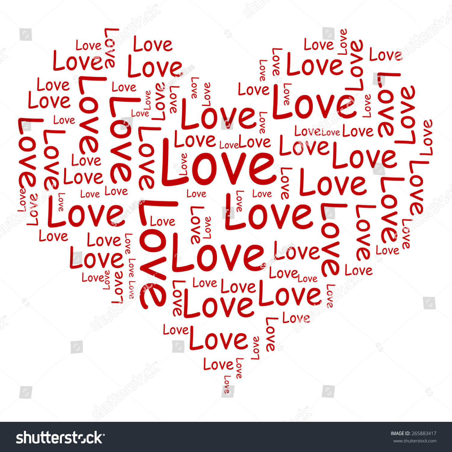 Love Heart Words Showing Passion And Desire Stock Photo 265883417 ...