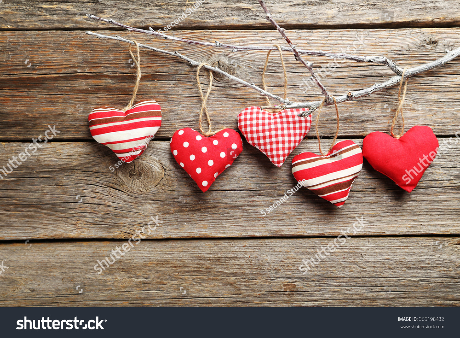 Love Hearts Hanging On Tree Branch Stock Photo (Edit Now) 365198432