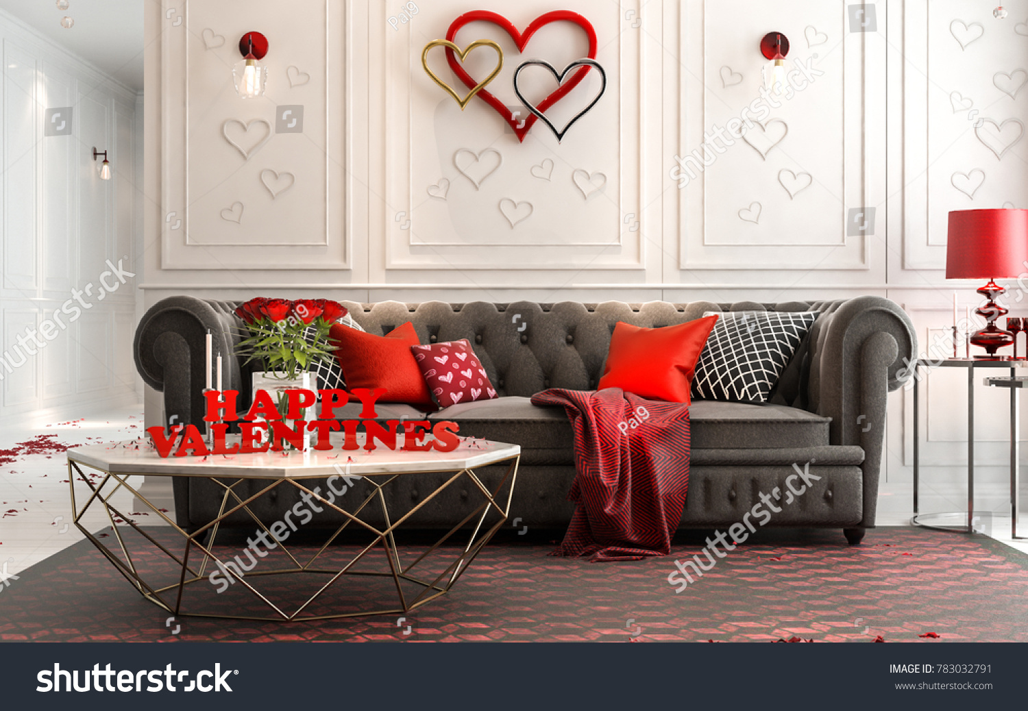 Love Modern Luxury Classic Interior Valentines Stock Illustration