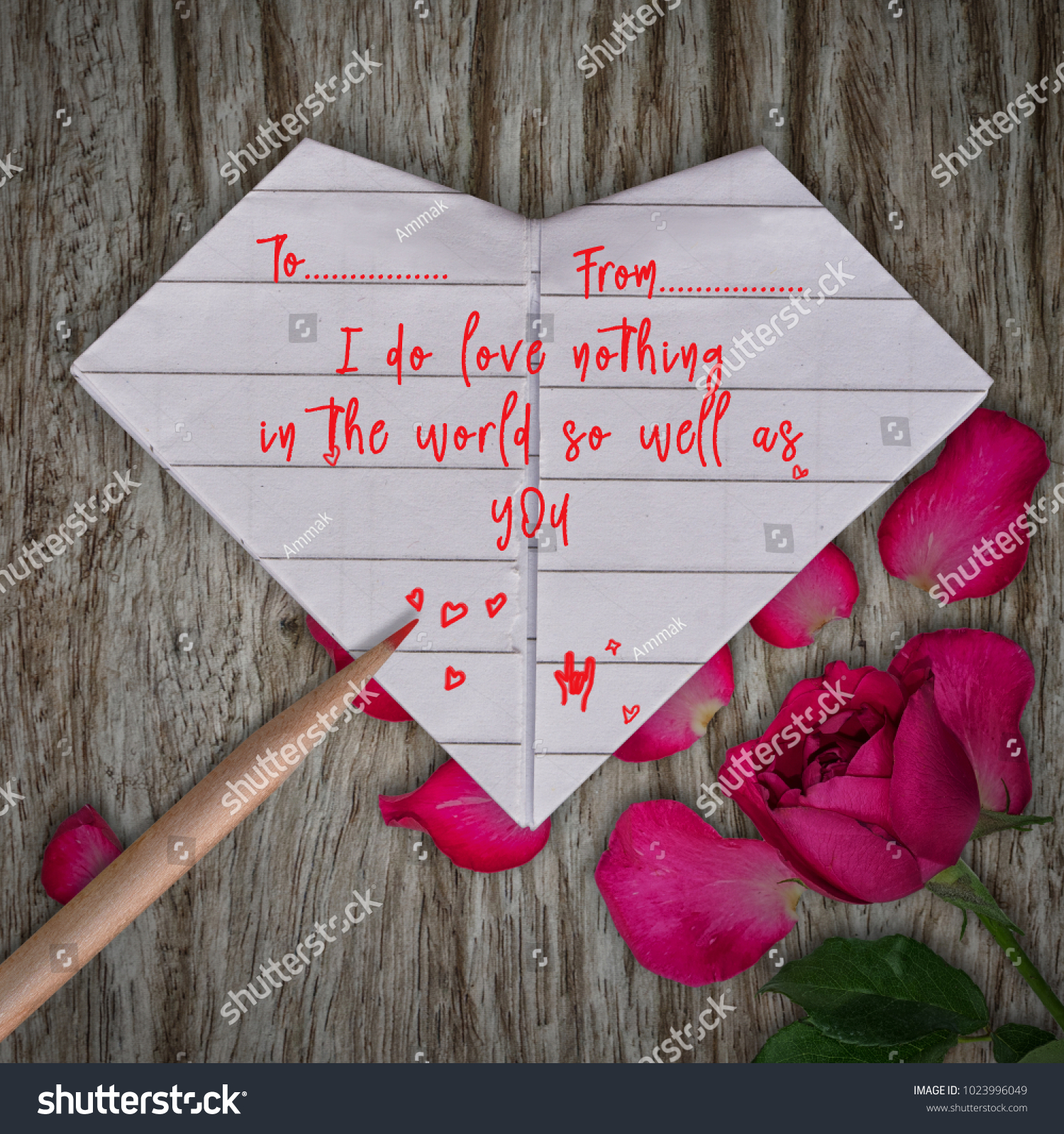 Love Quotes Origami Paper White Heart Backgrounds Textures Stock