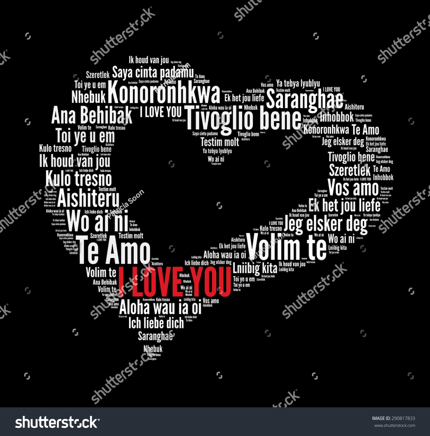 Love Shape Words Love You Different Stock Illustration