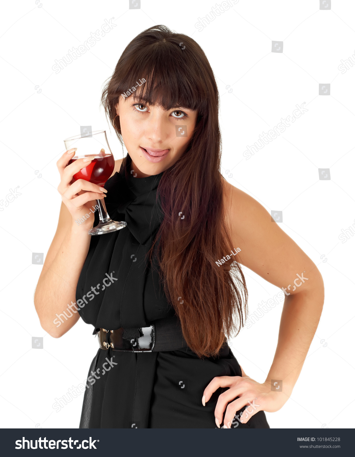 Lovely Girl Holding Glass Wine Stock Photo 101845228 - Shutterstock