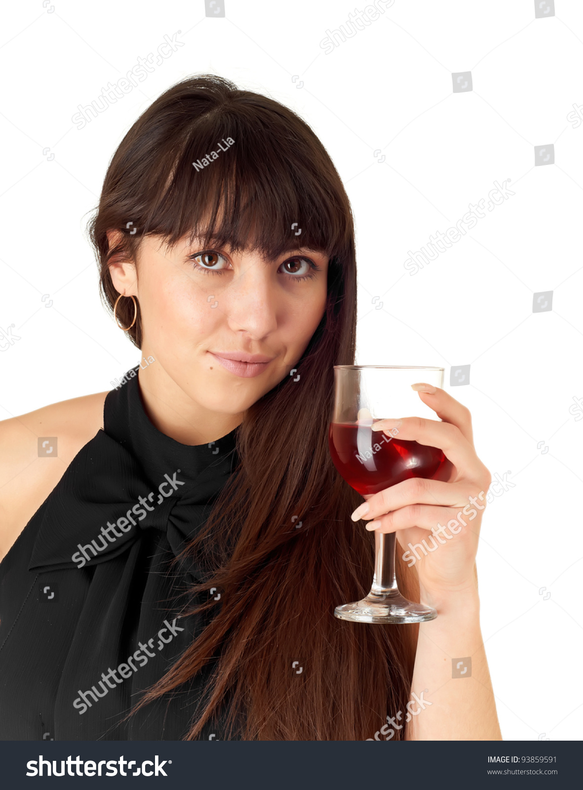 Lovely Girl Holding A Glass Of Wine Stock Photo 93859591 : Shutterstock