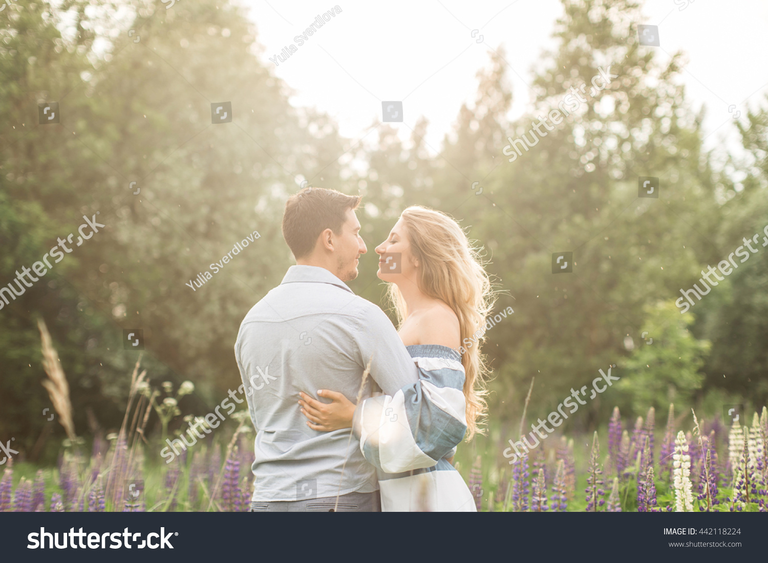 Loving Couple Embracing Each Other Nature Stock Photo 442118224