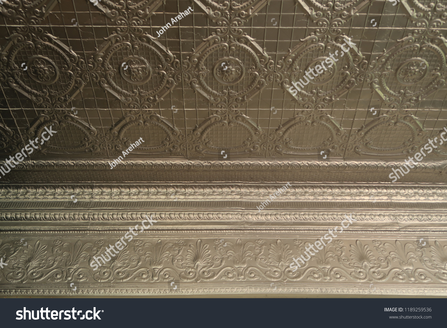 Low Angle Old Tin Ceiling Molding Stock Photo Edit Now 1189259536