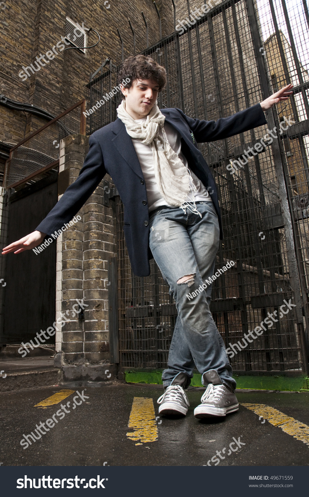 Low Angle Portrait Young Man Dancing Stock Photo Edit Now 49671559