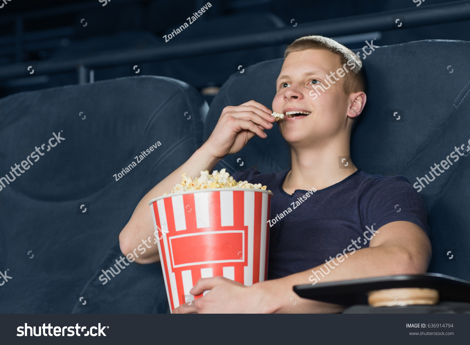 Low Angle Shot Young Man Watching Royalty Free Stock Image