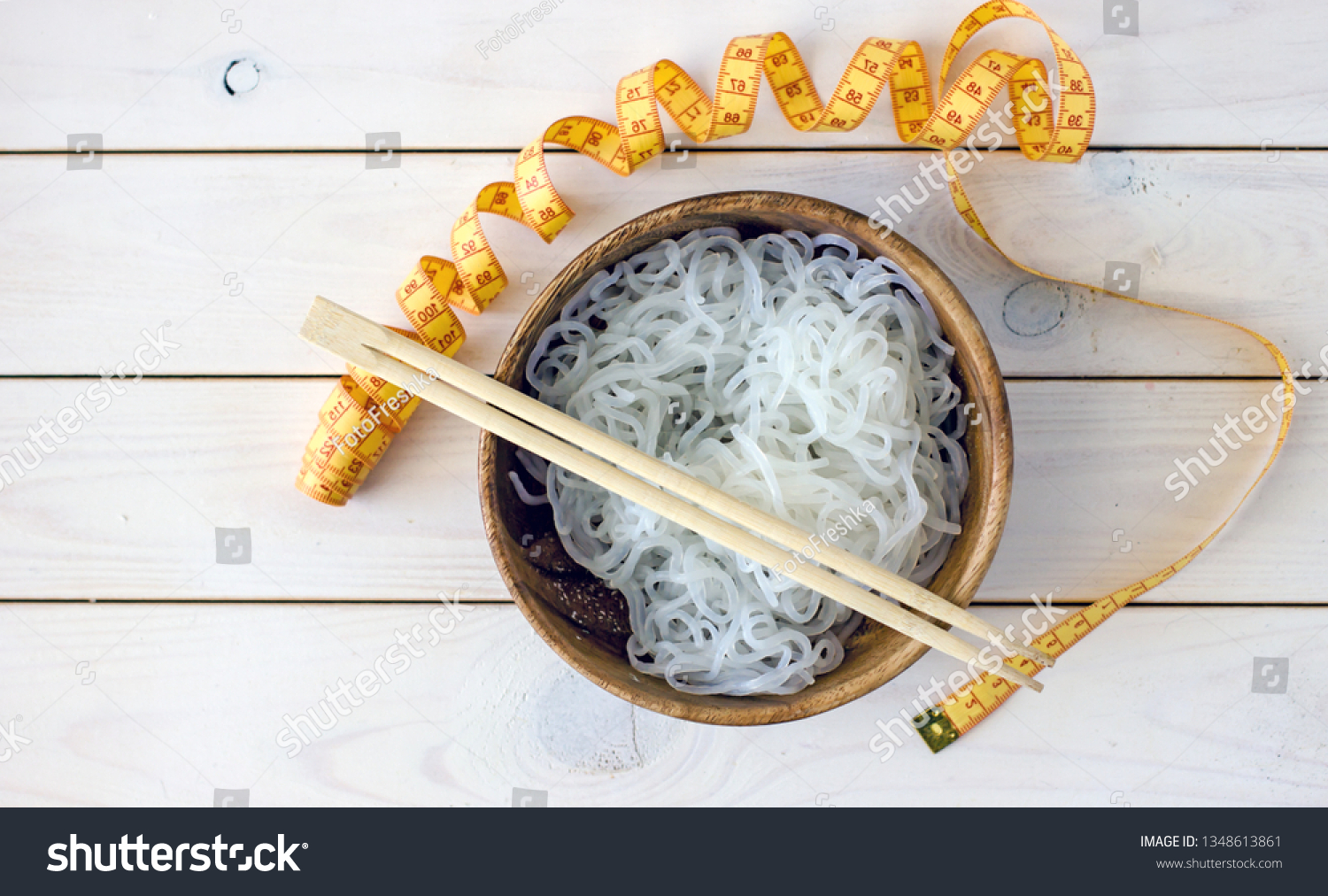 Lowcalorie Food Chinese Noodles Wooden Bowl Stock Photo Edit