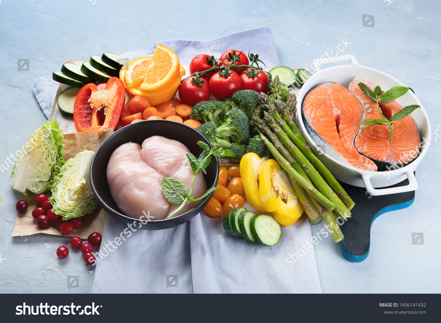 Low Glycemic Healthy Foods Diabetic Diet Stock Photo 1696141432