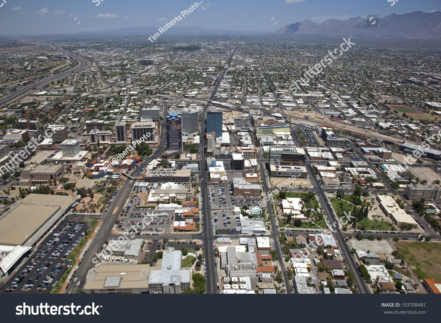 Low Level Aerial View Of Downtown Tucson, Arizona Stock Photo 103708481 ...