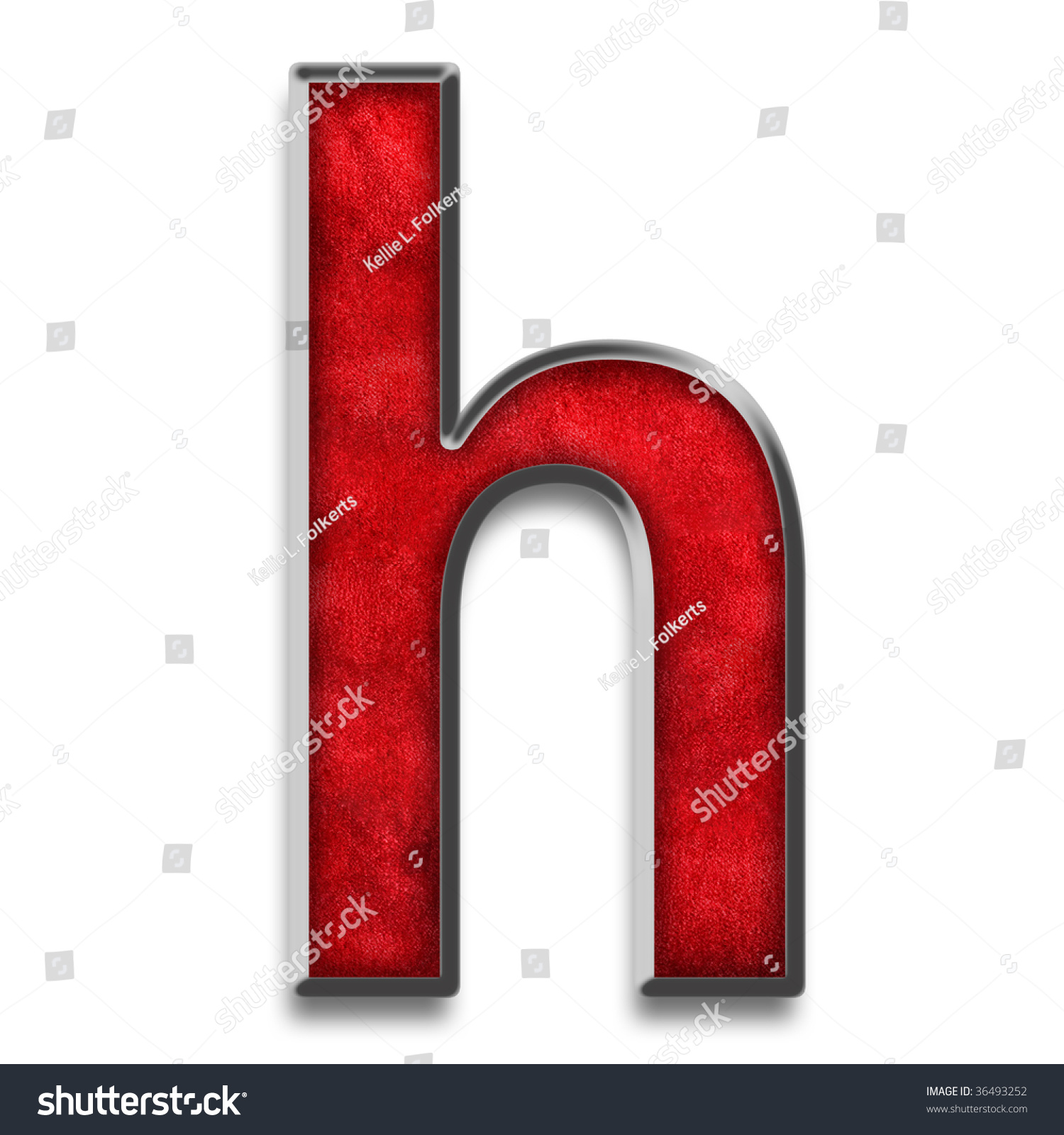 Lowercase H In Red Texture With Metallic Silver Outline Stock Photo ...