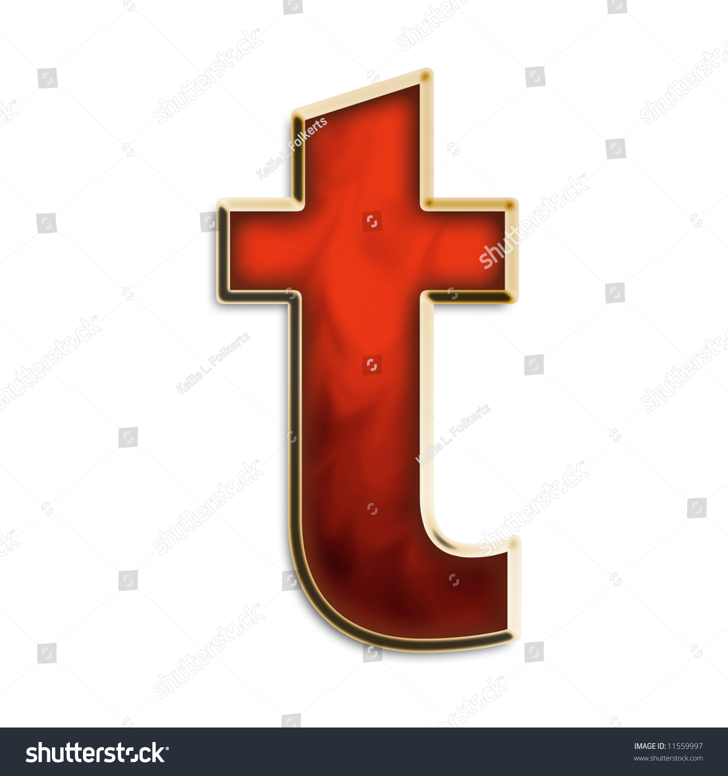 Lowercase T In Fiery Red & Gold Isolated On White Series Stock Photo ...