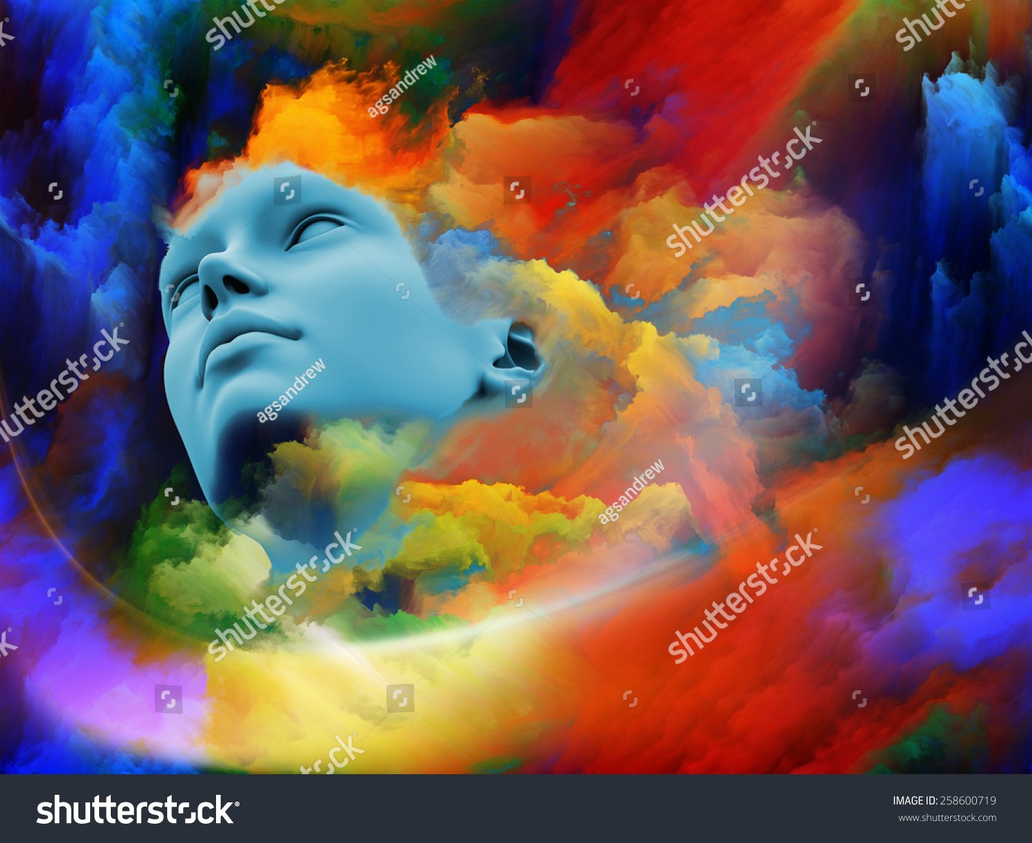 Lucid Dreaming Series. Design Composed Of Human Face And Colorful ...