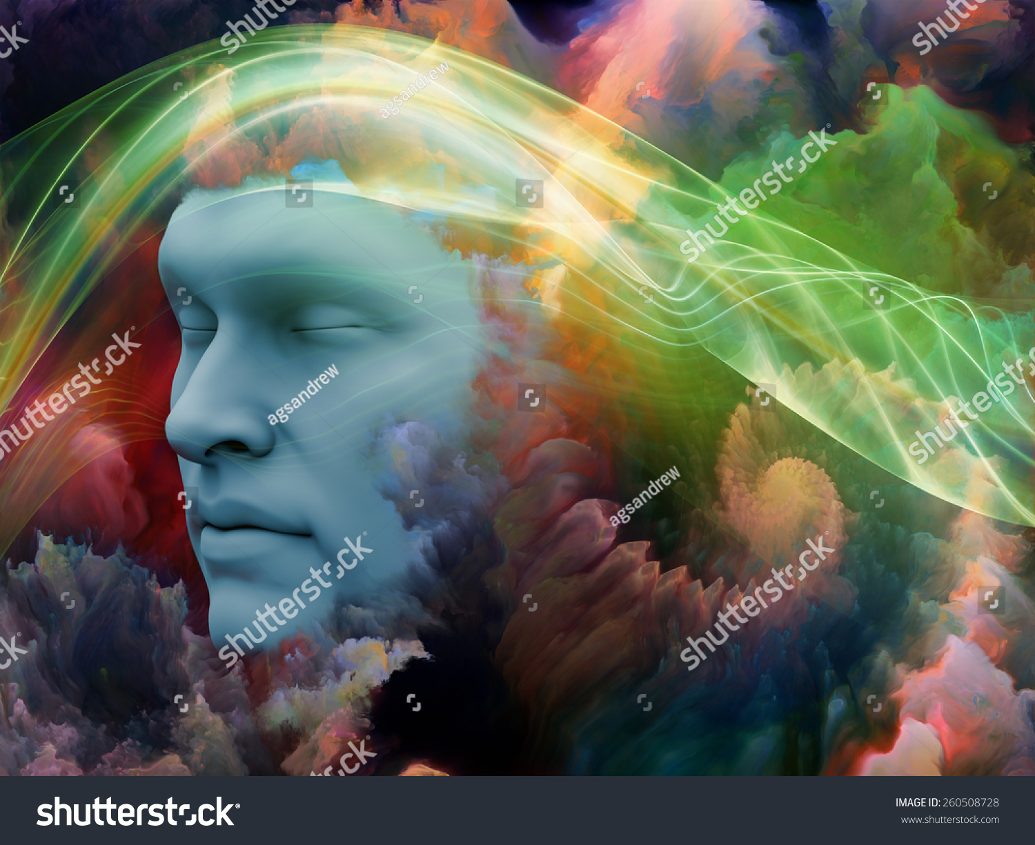 Lucid Dreaming Series. Design Composed Of Human Face And Colorful ...