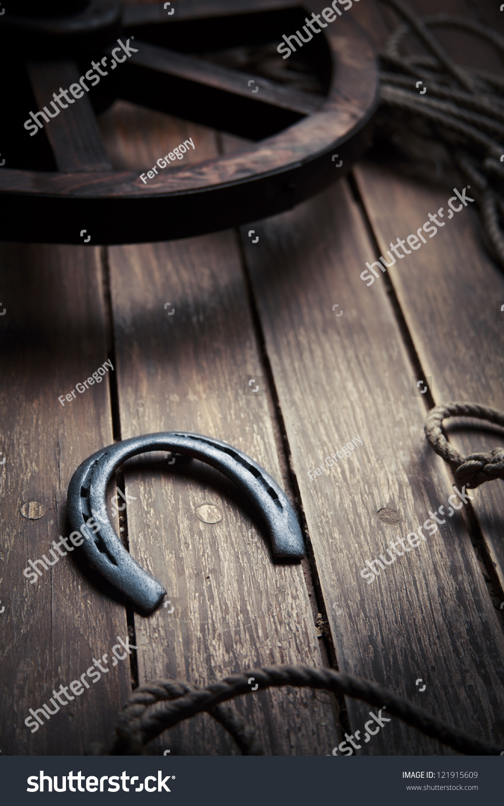 Lucky Horseshoe On Wood Floor Stock Photo 121915609 - Shutterstock