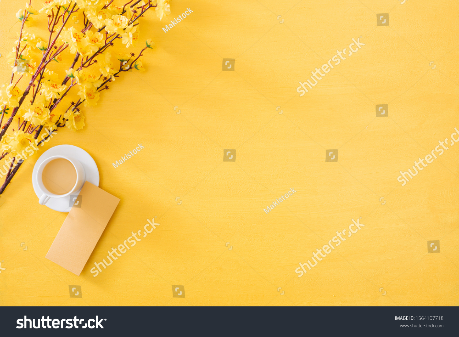 Lunar New Year Decoration On A Yellow Gold Background Tet Holiday