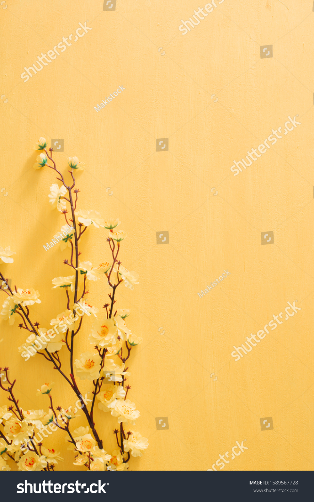 Lunar New Year Decoration On A Yellow Gold Background Tet Holiday