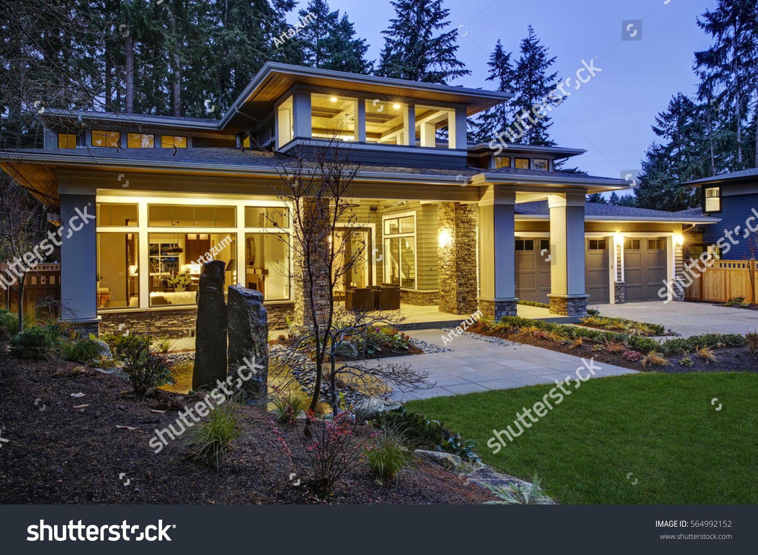 Luxurious New Construction Home Exterior Front Stock Photo ... Luxurious New Construction Home Exterior Front Stock Photo ... on Outdoor Living Spaces Nw id=93034
