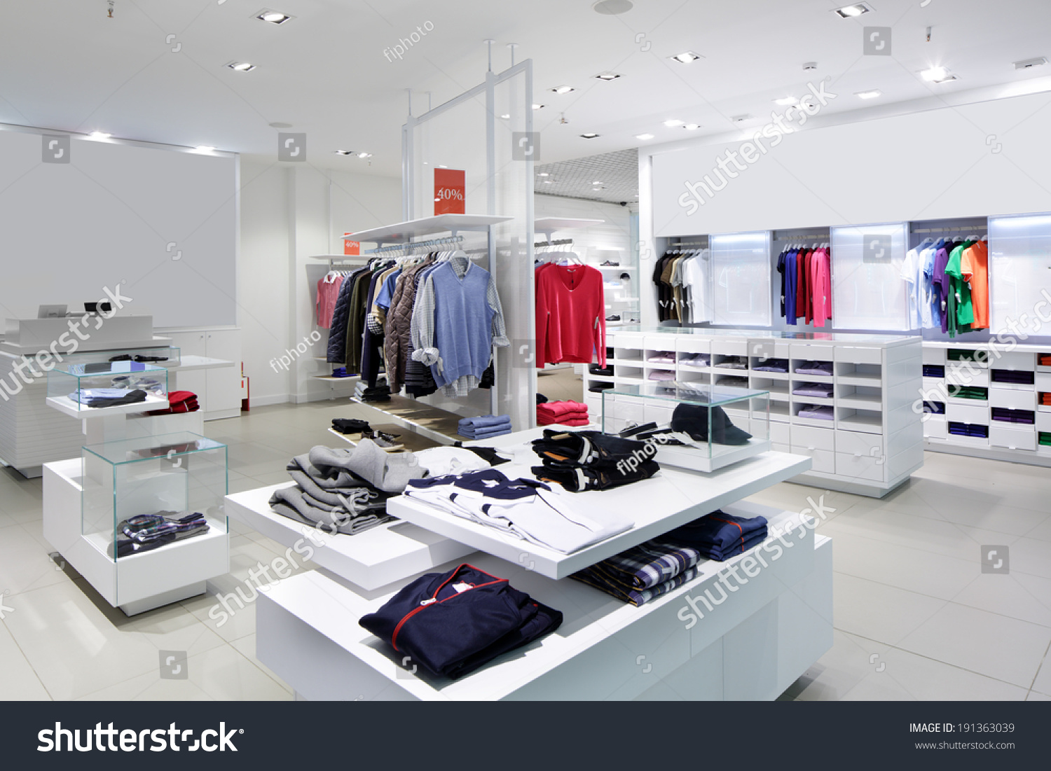 Luxury And Fashionable Brand New Interior Of Cloth Store Stock Photo ...