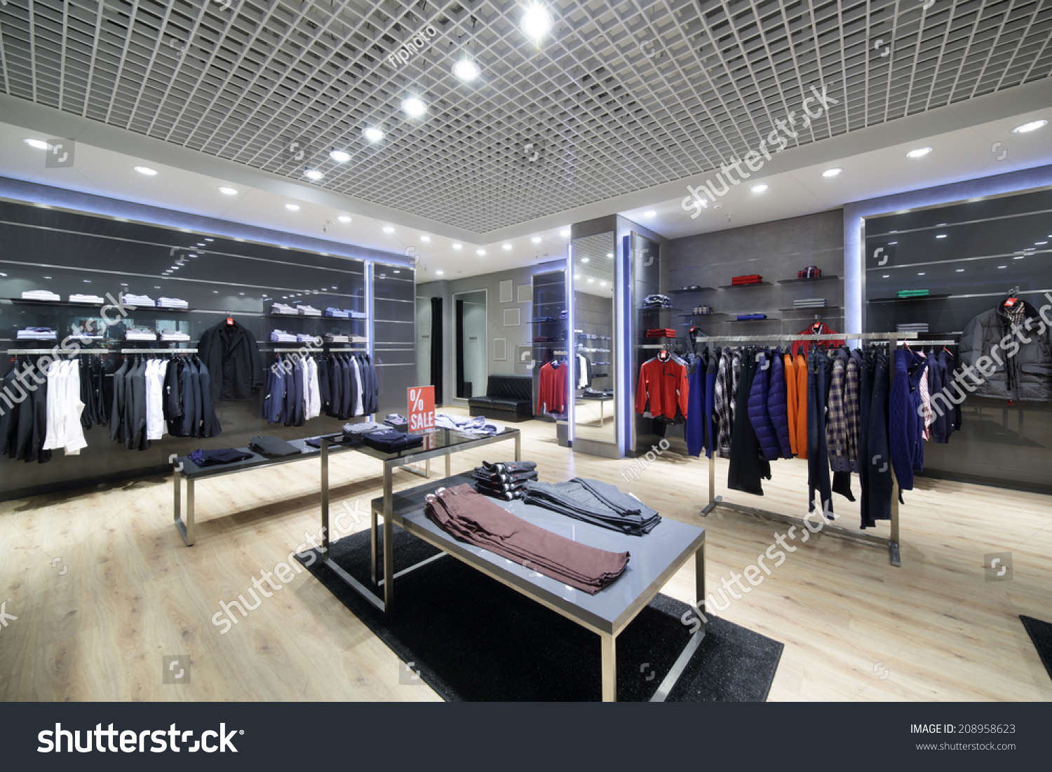 Luxury And Fashionable Brand New Interior Of Cloth Store Stock Photo ...