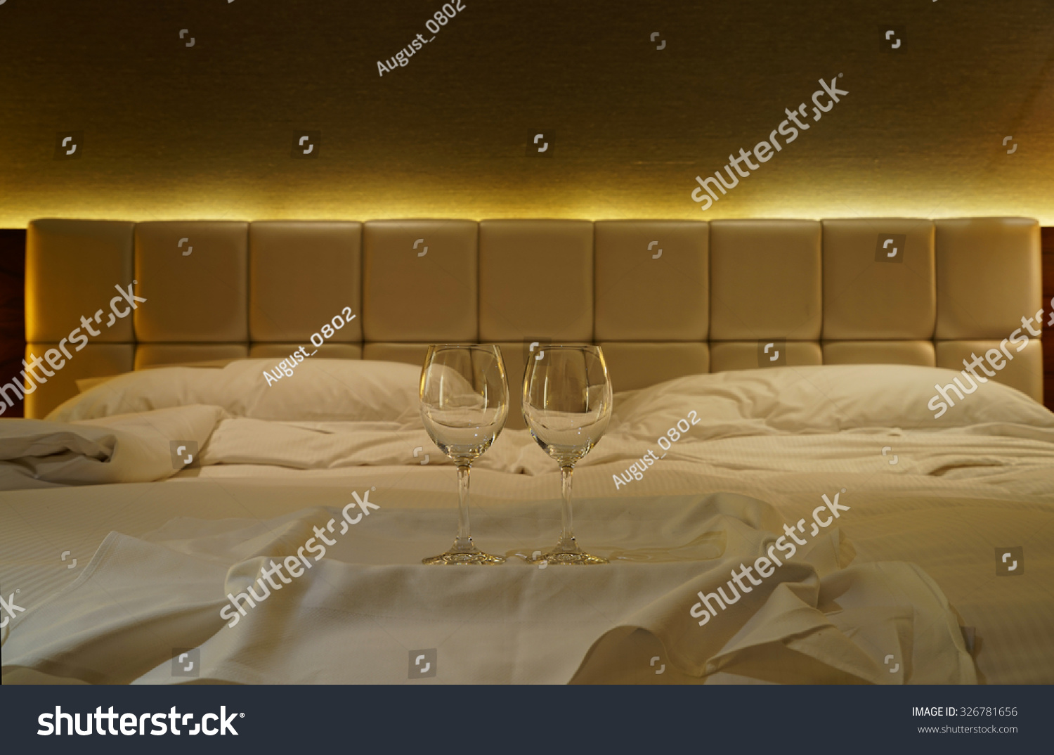 Luxury Bedroom Empty Red Wine Glasses Stock Photo Edit Now