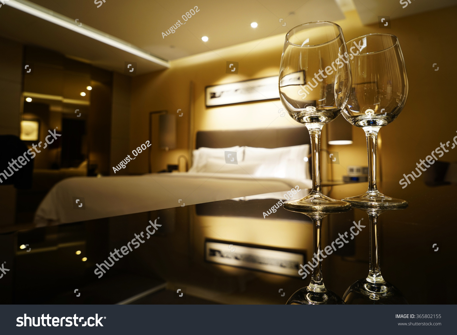 Luxury Bedroom Empty Red Wine Glasses Stock Photo Edit Now