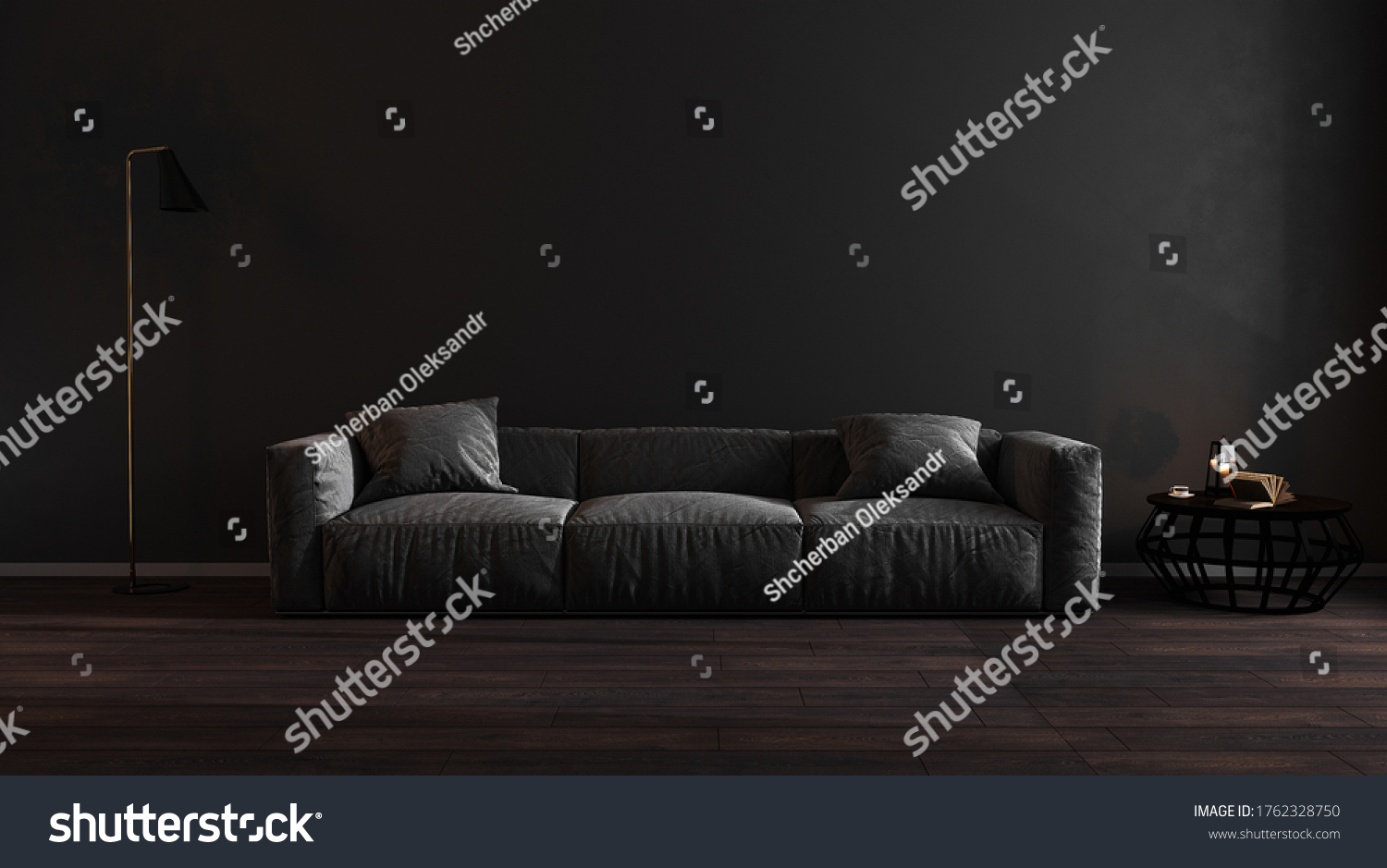 Luxury Dark Living Room Interior Gray Stock Illustration 1762328750 ...