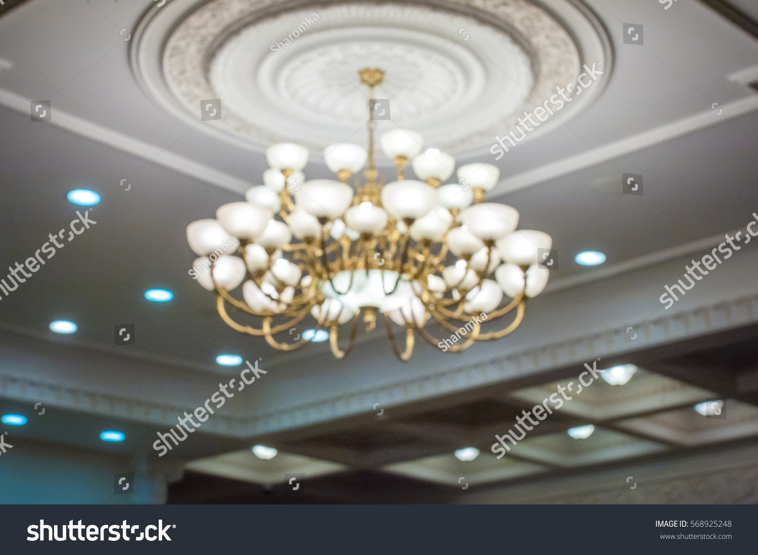 Luxury Expensive Chandelier Hanging Under Ceiling Objects