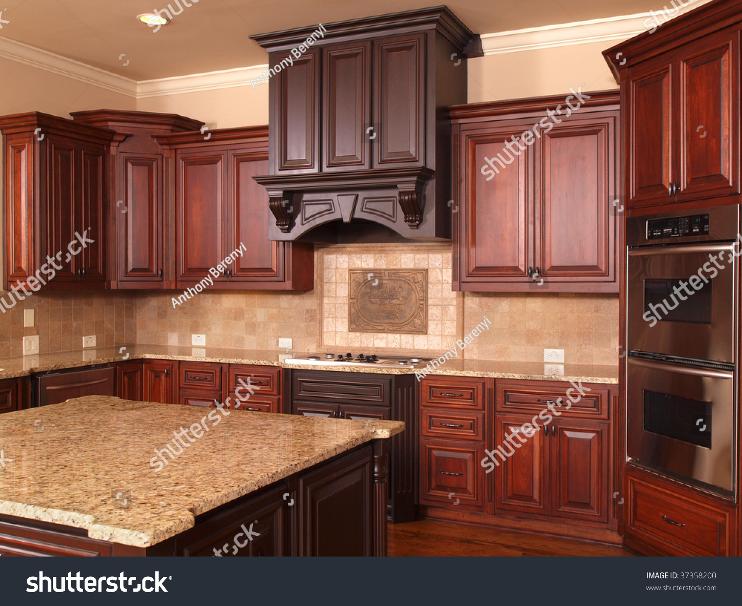 Luxury Home Kitchen Center Island Cabinets Stock Photo Edit Now
