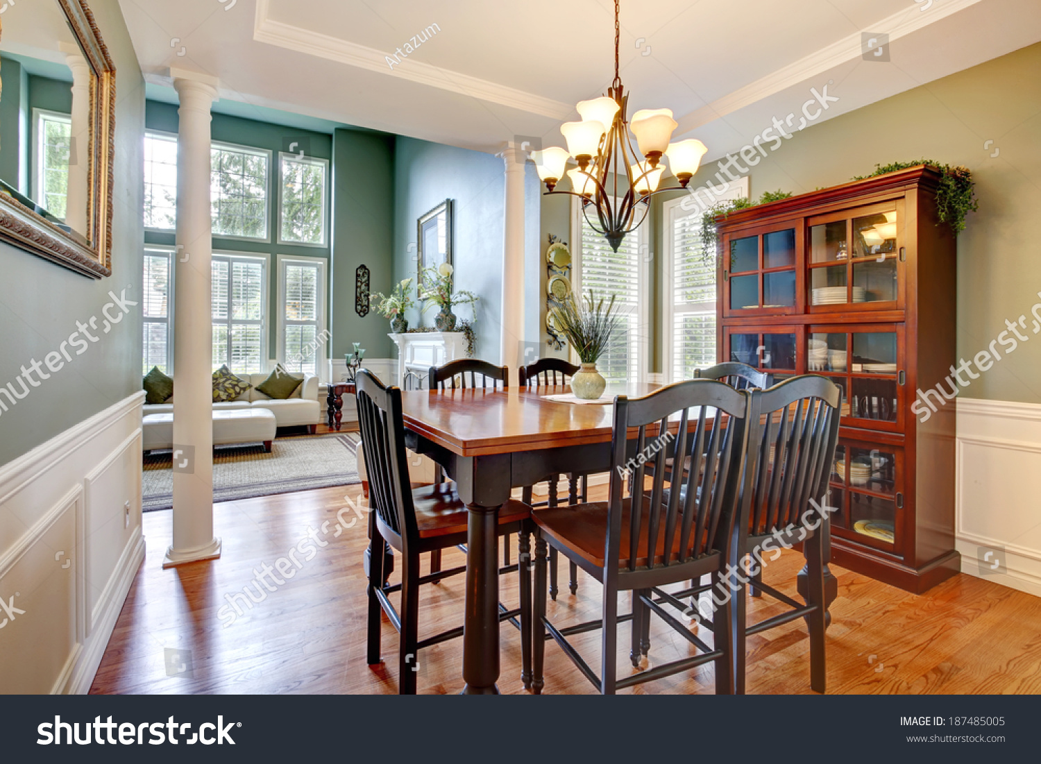 Luxury House High Ceiling Columns Dining Stock Photo Edit