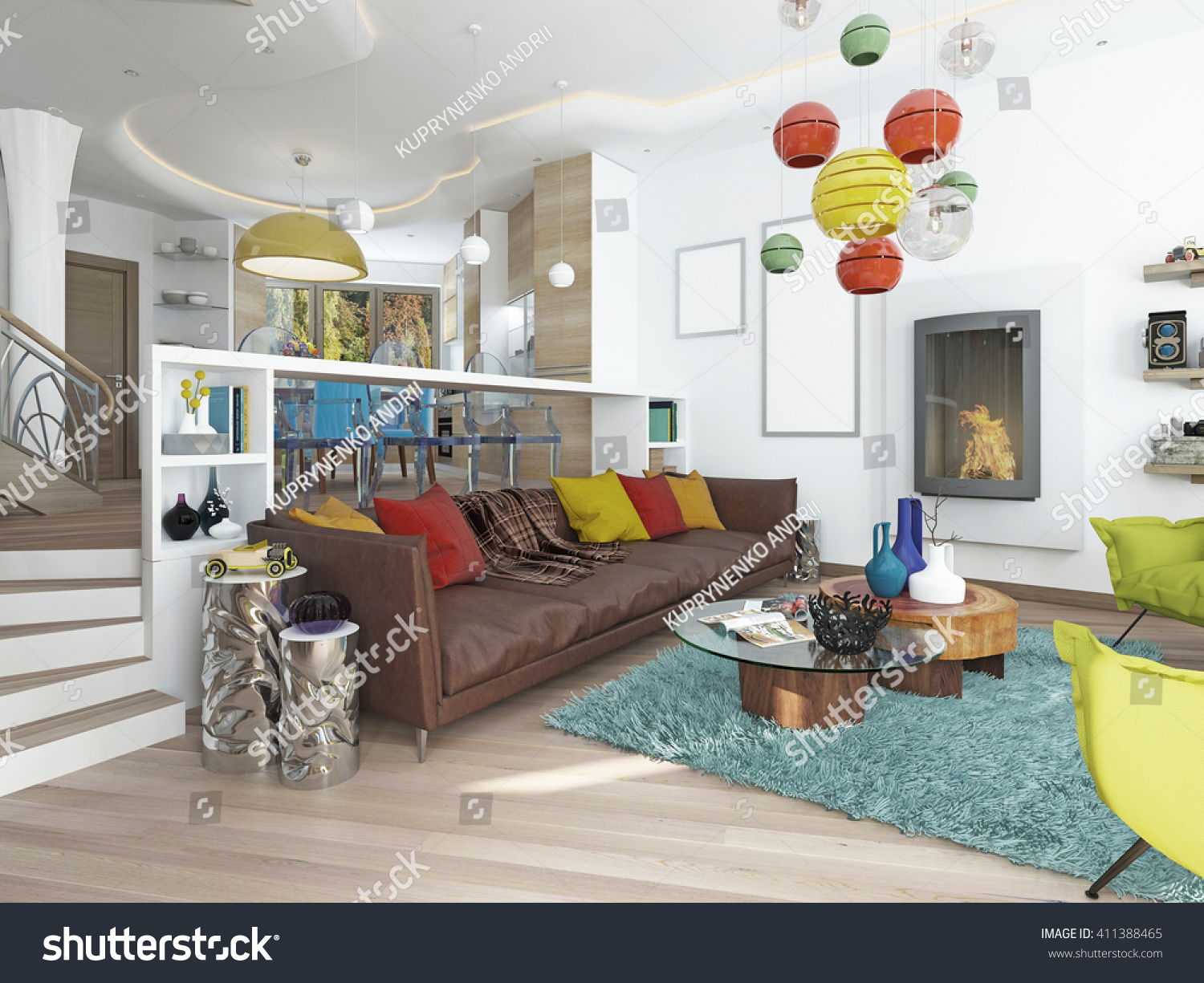 Luxury Livingroom Style Kitsch Contemporary Living Stock