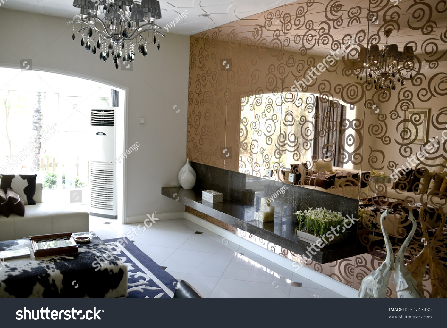 Luxury Modern Living Room Mirror Wall Stock Photo 30747430 - Shutterstock