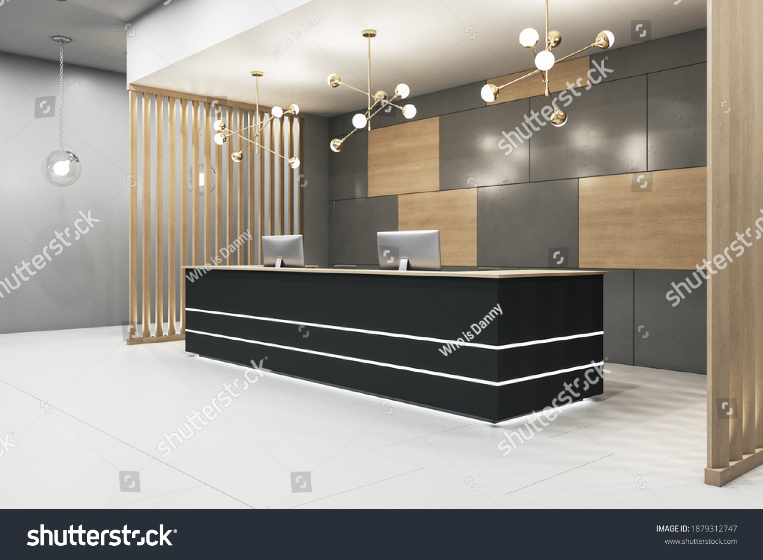 Luxury Office Lobby Black Reception Desk Stock Illustration 1879312747