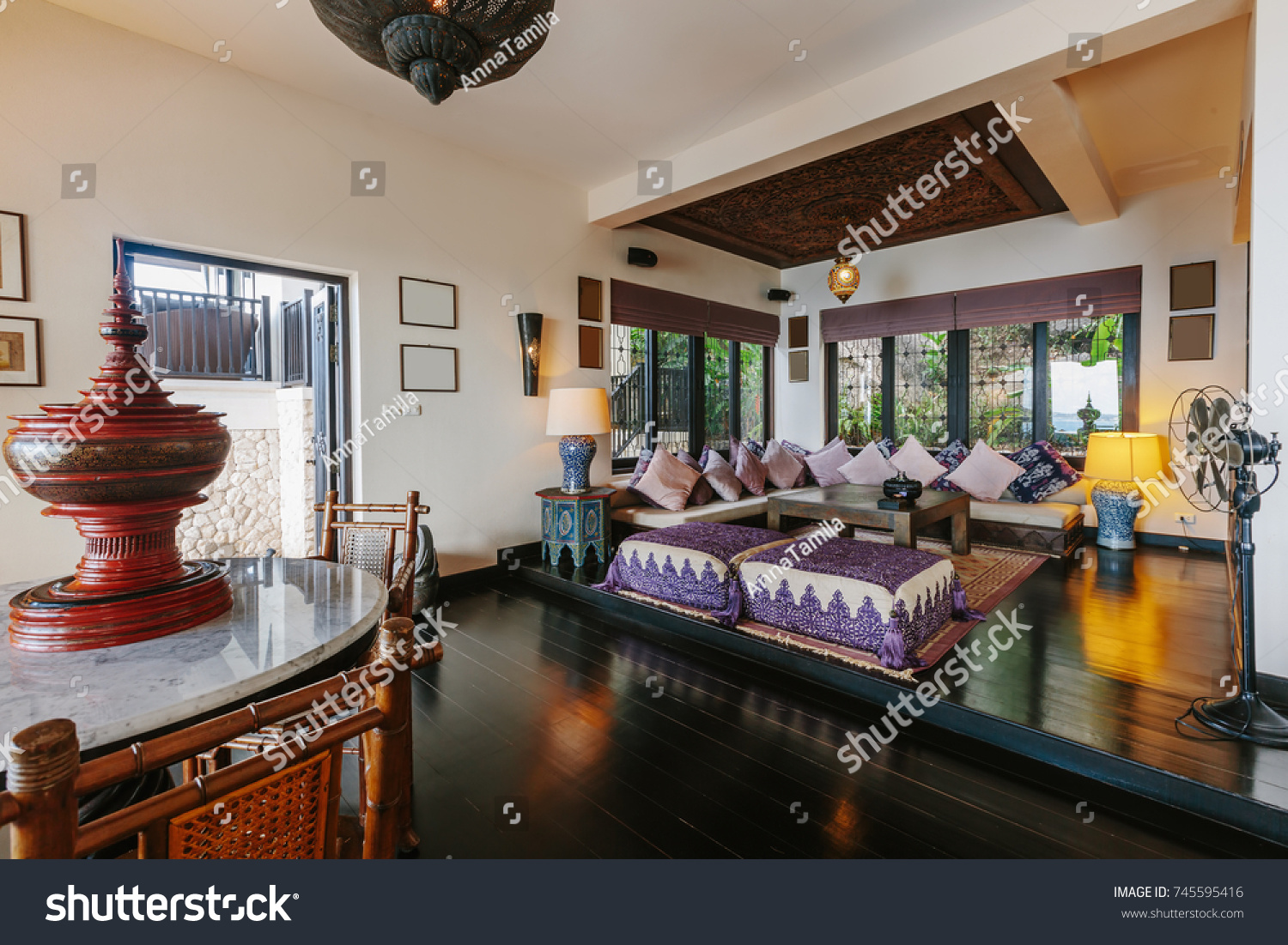 Luxury Villa Living Room Interior Stock Photo Edit Now 745595416