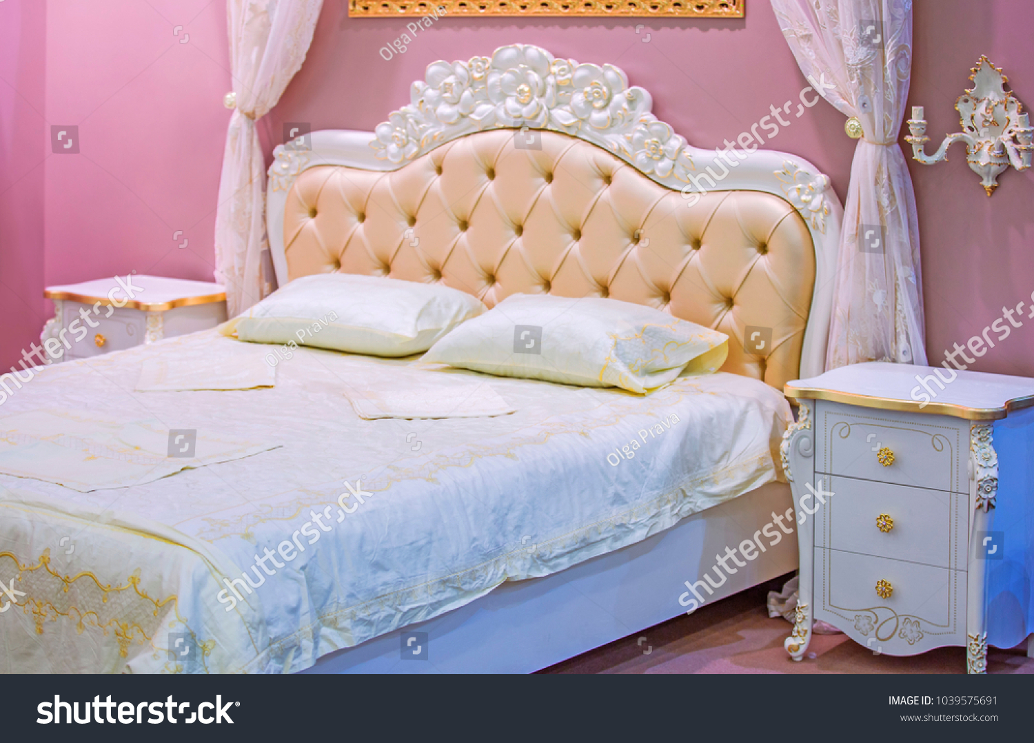 Luxury White Pink Bedroom Antique Style Stock Photo Edit Now