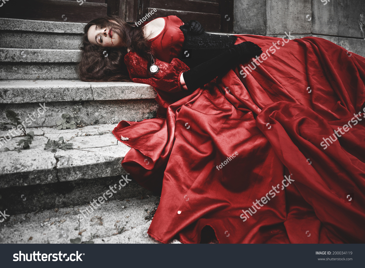 red victorian dress costume