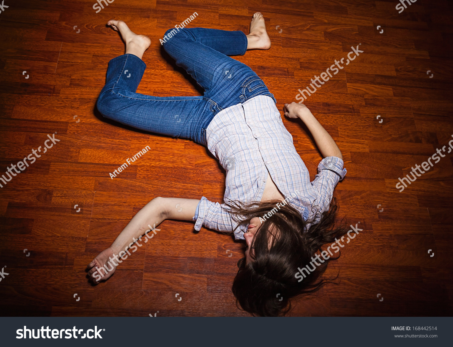 Lying On Floor Lonely Young Woman Stock Photo 168442514 | Shutterstock