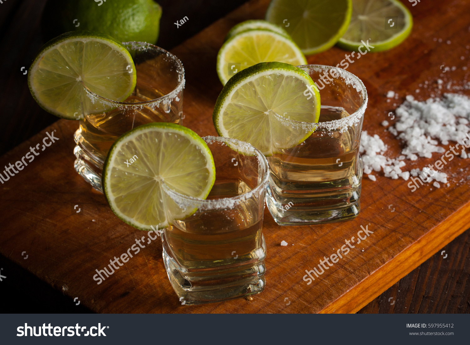 Macro Photo Shots Gold Mexican Tequila Stock Photo (Edit Now) 597955412