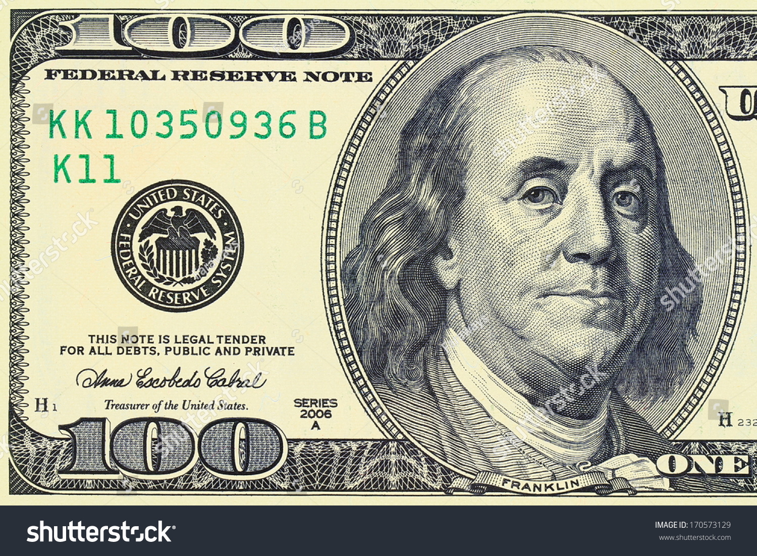 Macro Shot 100 Dollar Benjamin Franklin Stock Photo Edit Now